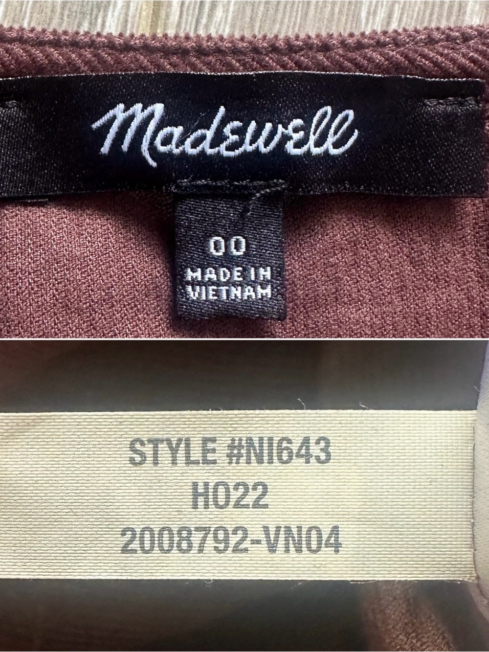 Madewell Dress Corduroy Seamed Long-Sleeve Mini Button Front Western Brown Sz 00 - Picture 8 of 13